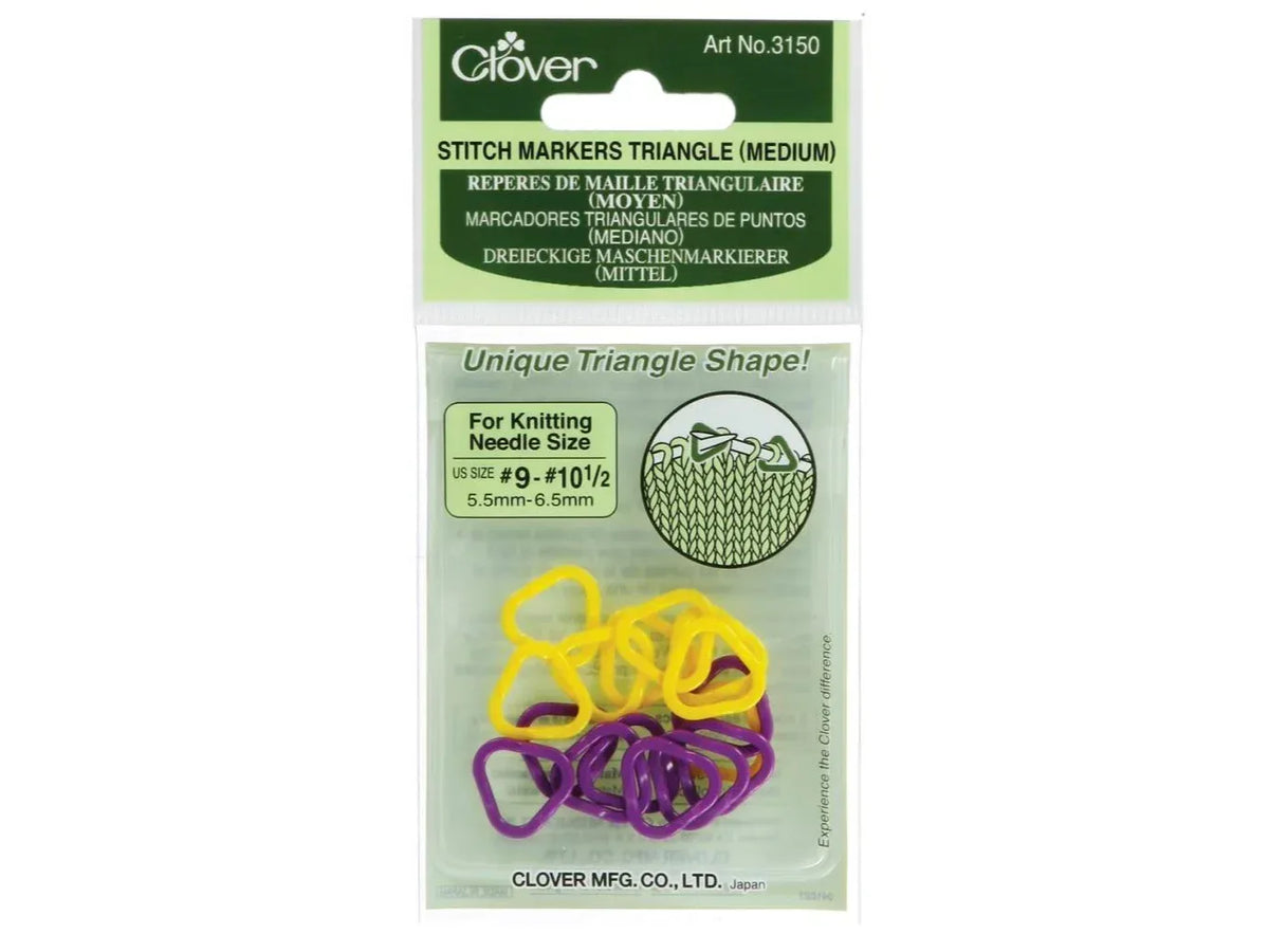 Clover Triangle Stitch Markers - 16 Pack Medium (US Needles 9-10.5)