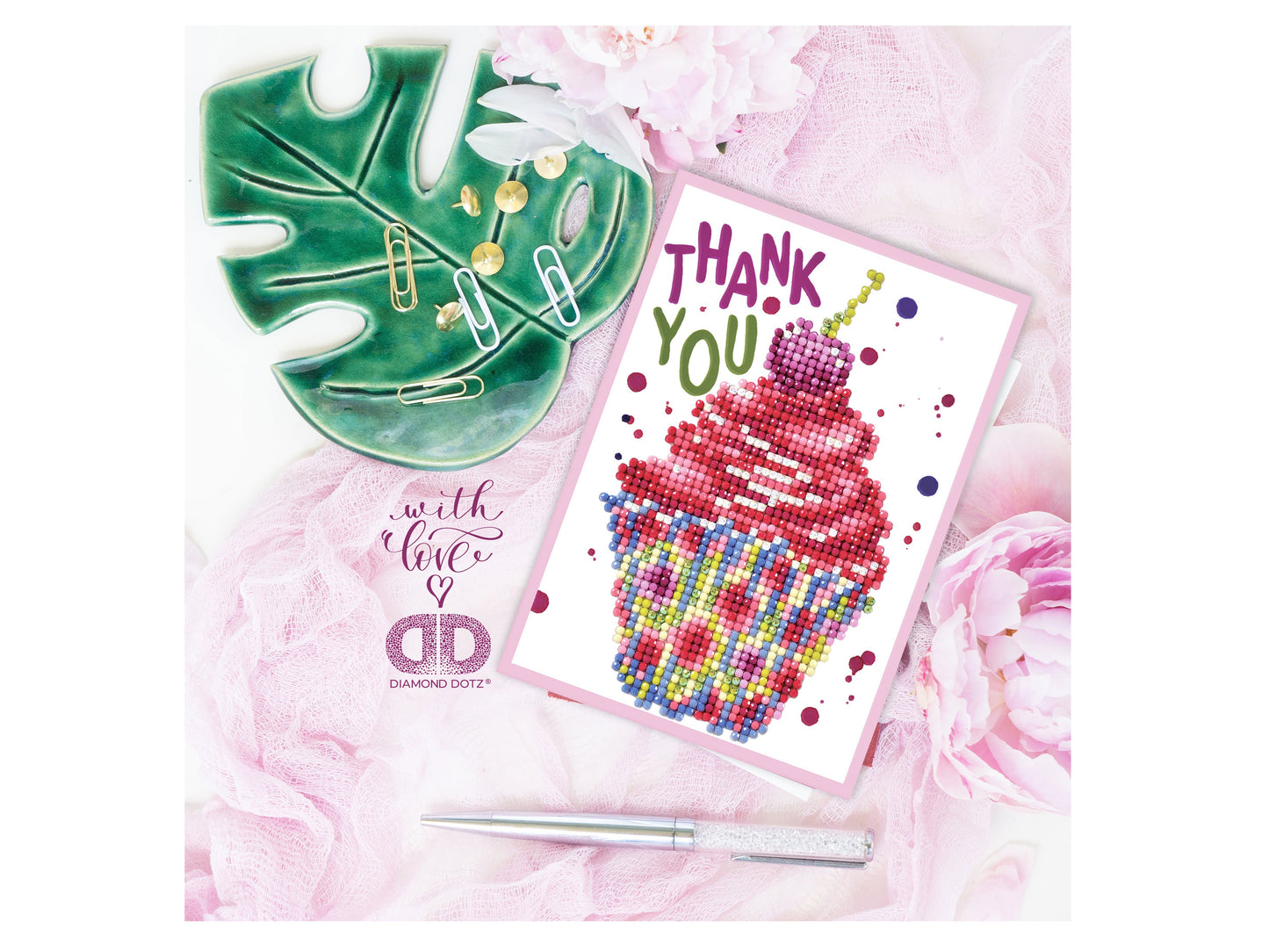 Thank You Diamond Dotz Diamond Art Greeting Card Kit 5"X7"