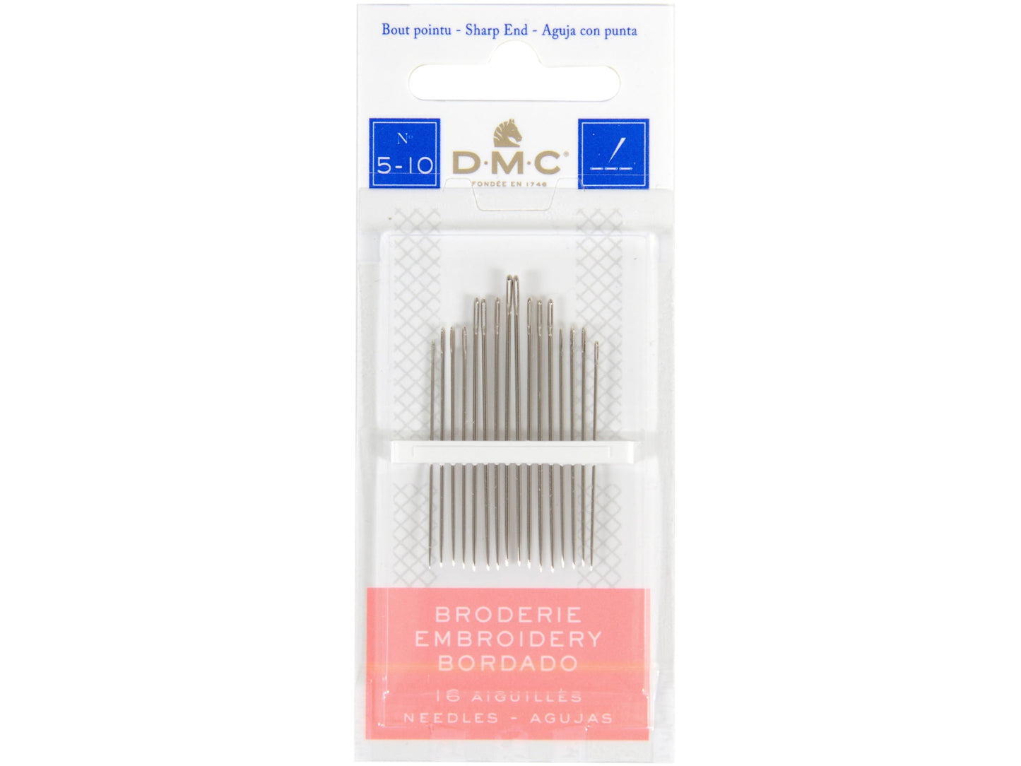 Hand Embroidery needles sizes 5-10, DMC 16pcs