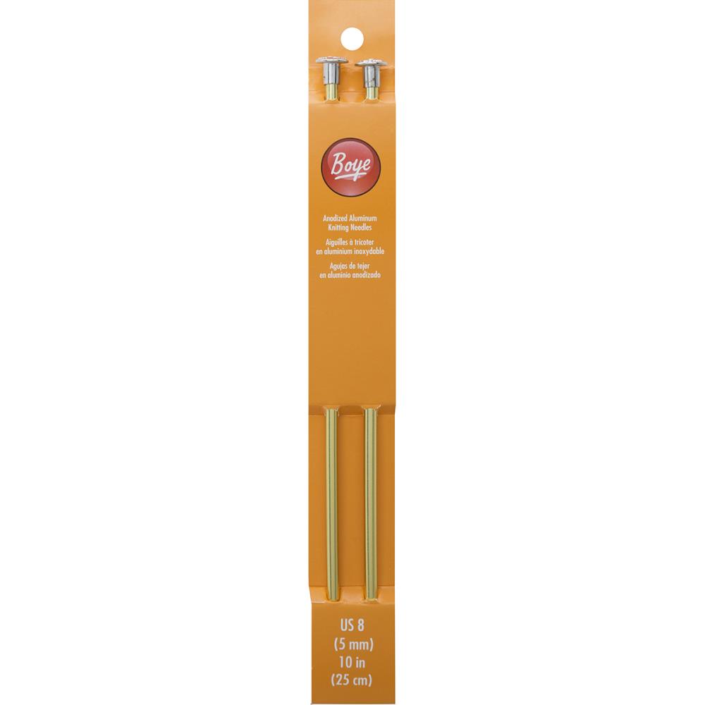 Boye Single Point Aluminum Knitting Needles 10" - Size US8 - 5mm