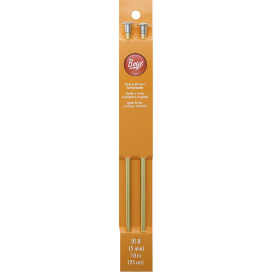 Boye Single Point Aluminum Knitting Needles 10" - Size US8 - 5mm