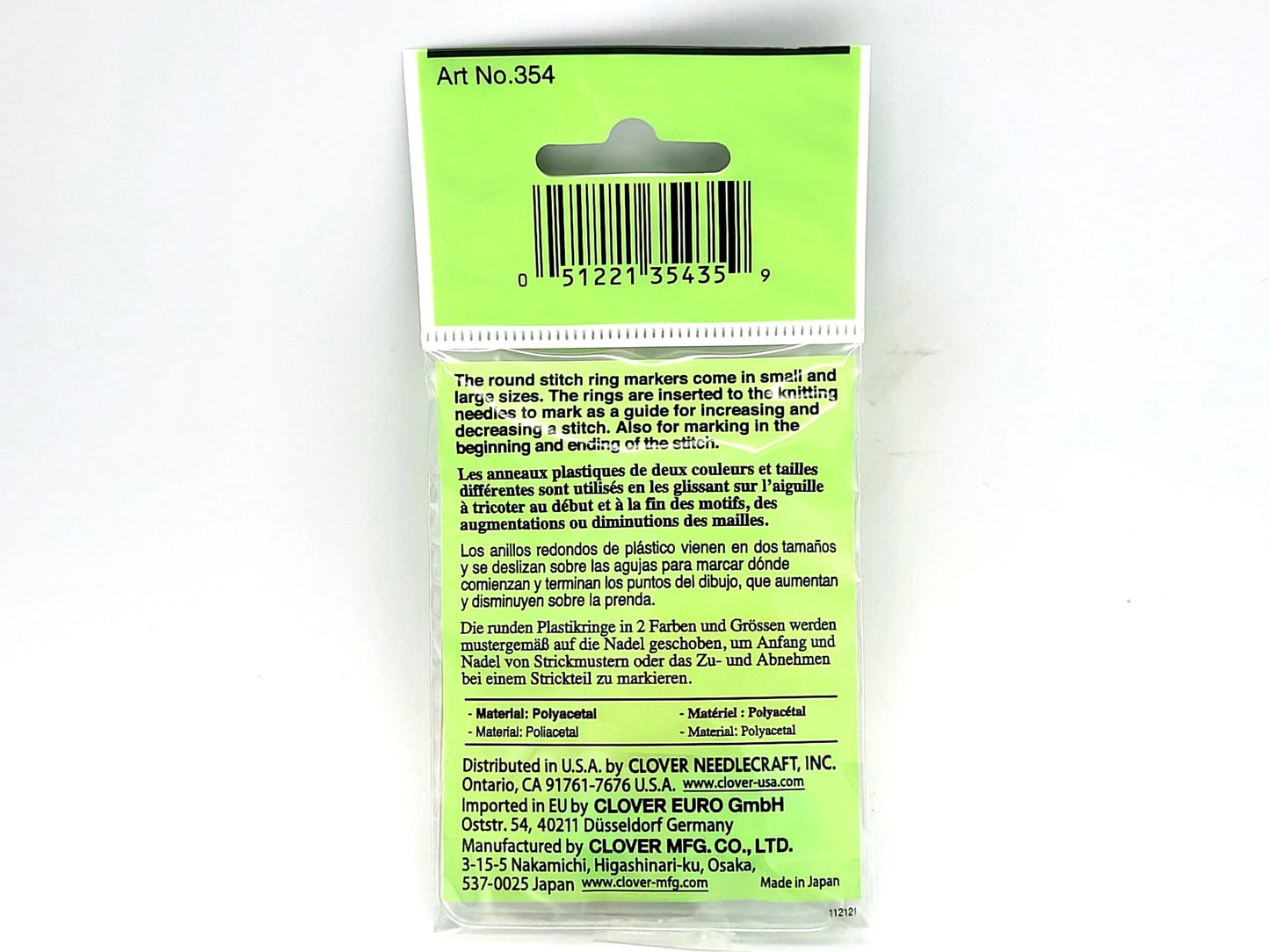 Clover Jumbo Stitch Ring Markers - 20 Pack (2 Sizes) for Large Needles