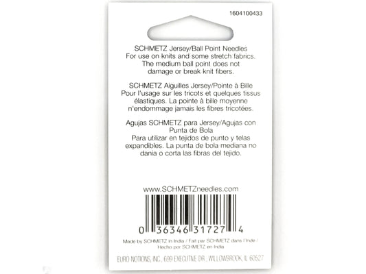 Schmetz Ball Point Jersey Machine Needles - 5pc - Sizes 10/70, 12/80, and 14/90