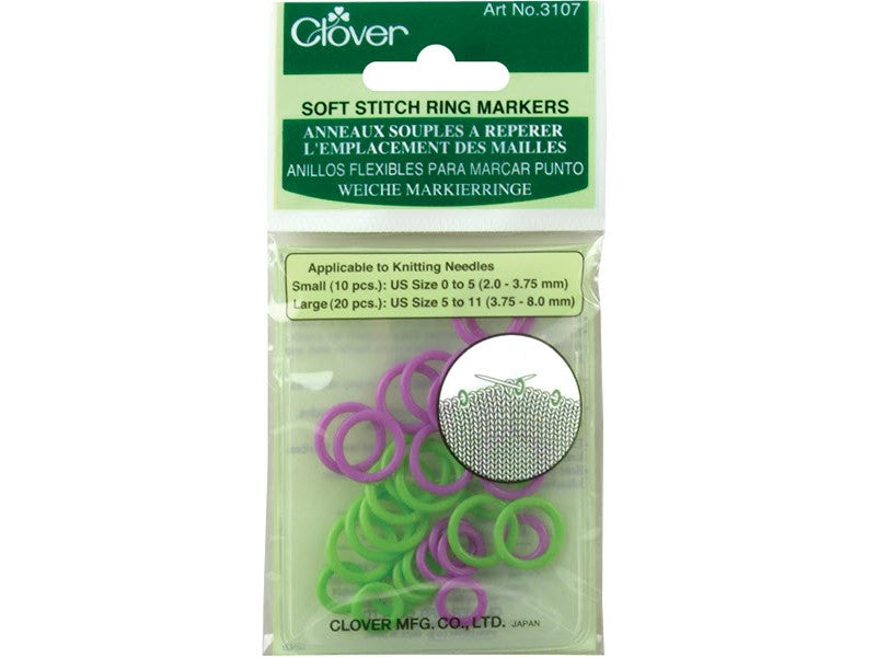 Clover Soft Stitch Ring Markers, 2 sizes, 30pc