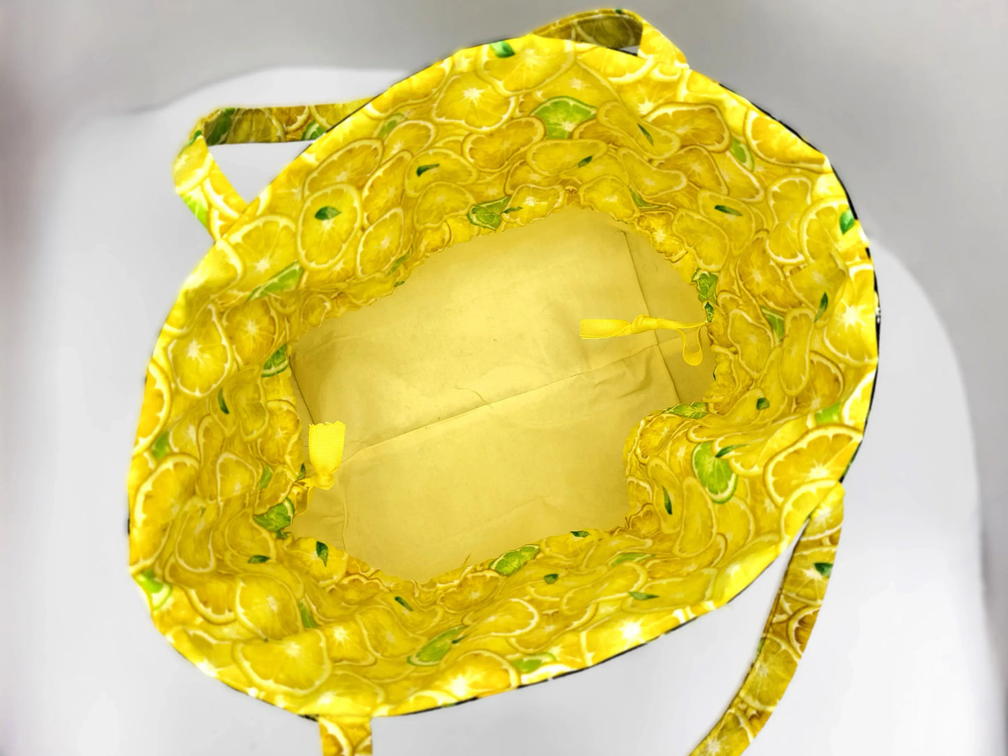 Drawstring tote bag, Lemon print