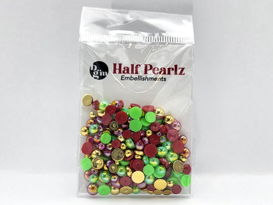 Buttons Galore AB Half Pearlz, Iridescent Flatback Pearl Embellishments - Choose Color