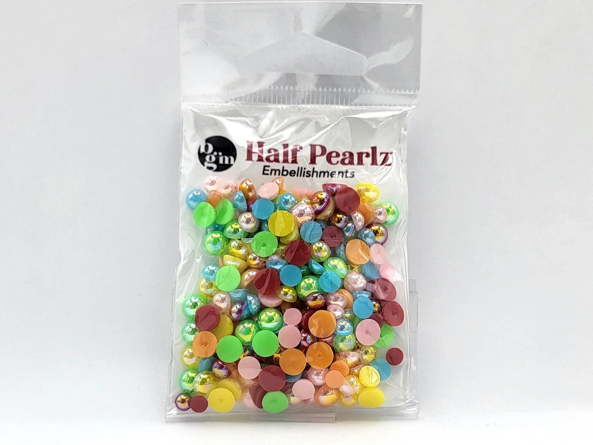Buttons Galore AB Half Pearlz, Iridescent Flatback Pearl Embellishments - Choose Color