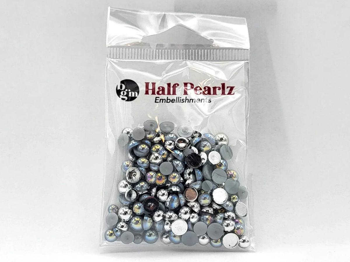 Buttons Galore AB Half Pearlz, Iridescent Flatback Pearl Embellishments - Choose Color