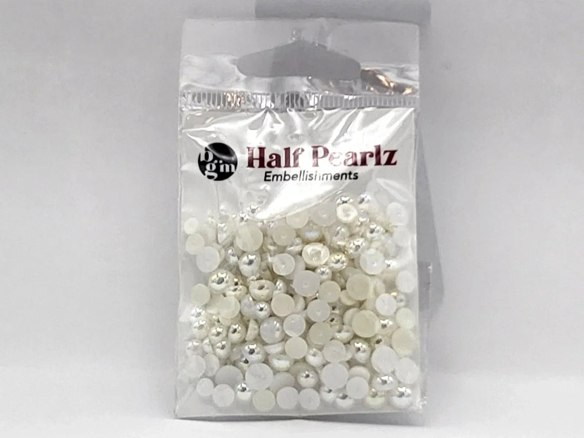 Buttons Galore AB Half Pearlz, Iridescent Flatback Pearl Embellishments - Choose Color