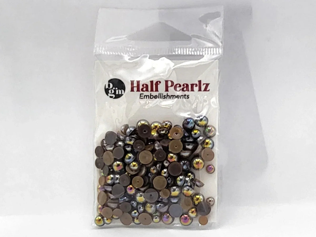 Buttons Galore AB Half Pearlz, Iridescent Flatback Pearl Embellishments - Choose Color