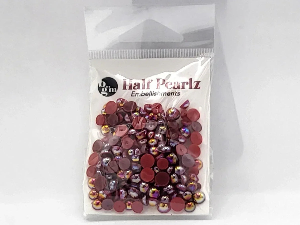 Buttons Galore AB Half Pearlz, Iridescent Flatback Pearl Embellishments - Choose Color