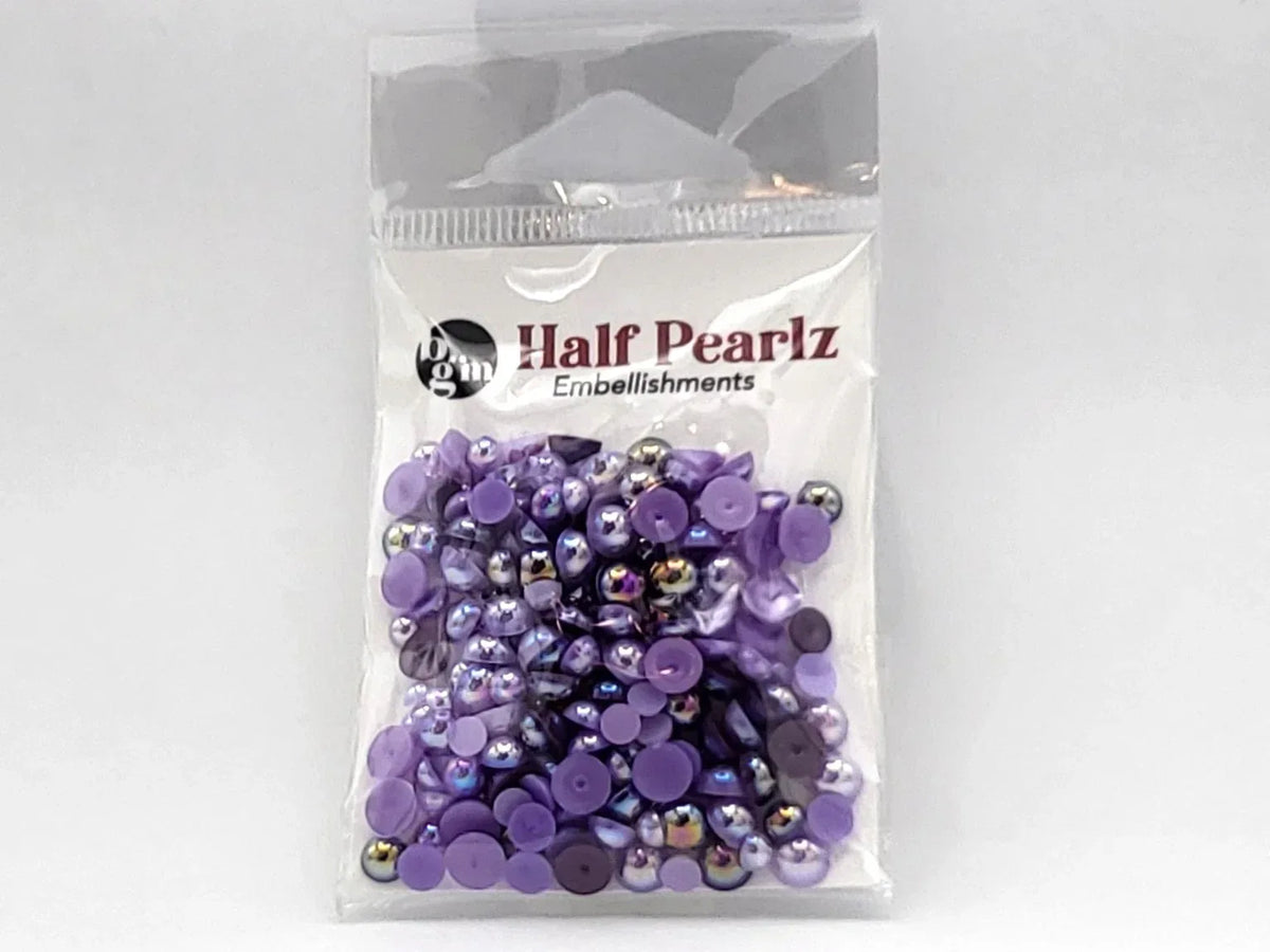 Buttons Galore AB Half Pearlz, Iridescent Flatback Pearl Embellishments - Choose Color