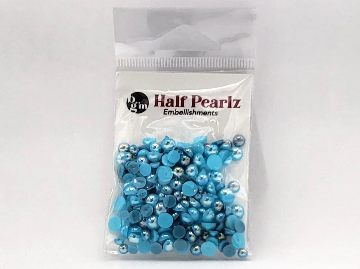 Buttons Galore AB Half Pearlz, Iridescent Flatback Pearl Embellishments - Choose Color