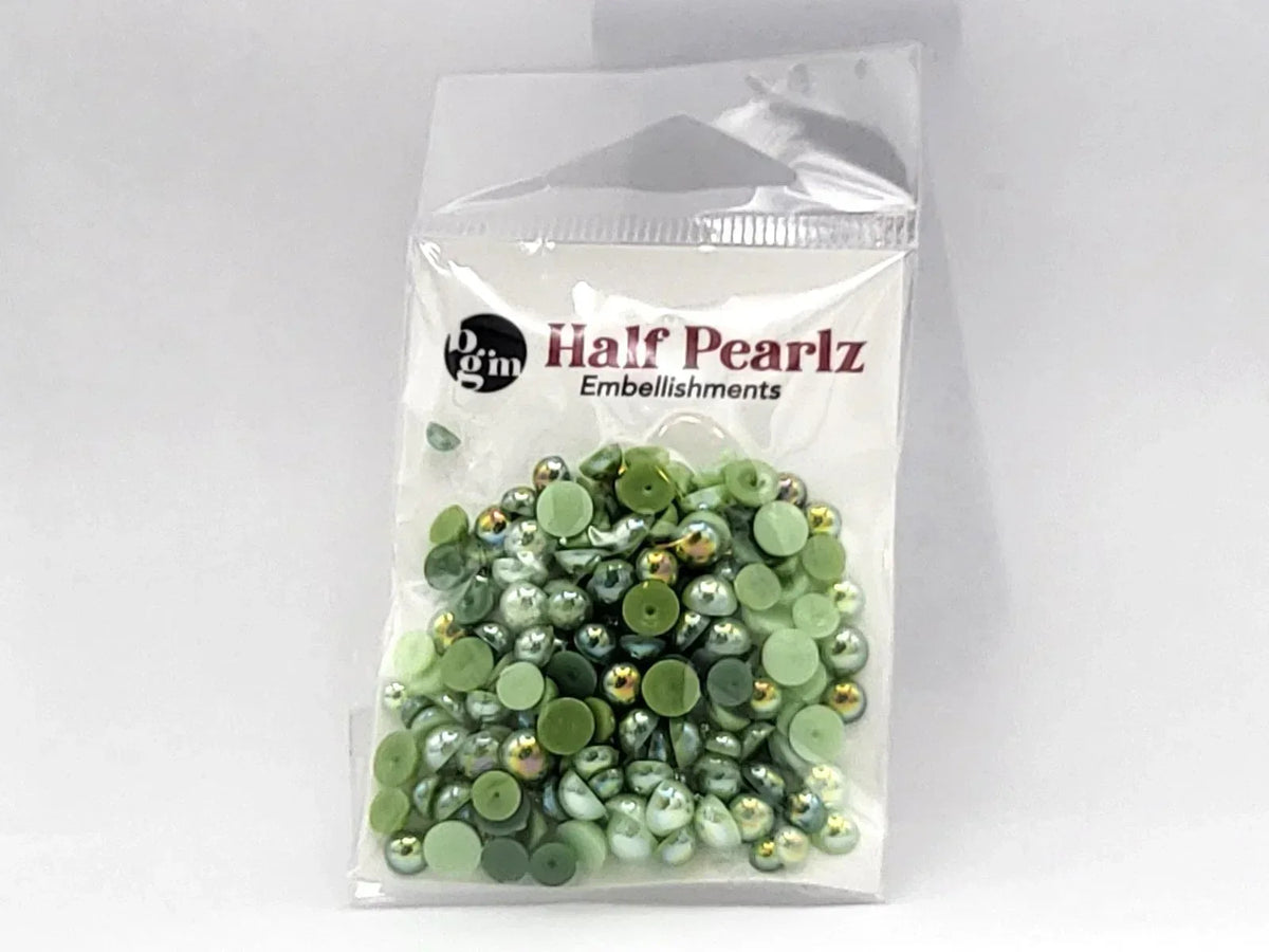 Buttons Galore AB Half Pearlz, Iridescent Flatback Pearl Embellishments - Choose Color