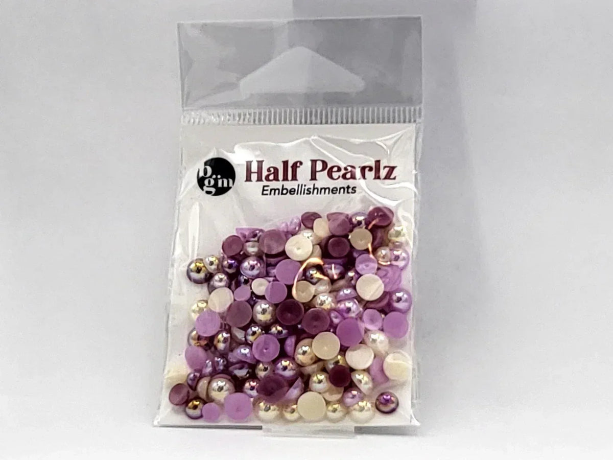 Buttons Galore AB Half Pearlz, Iridescent Flatback Pearl Embellishments - Choose Color
