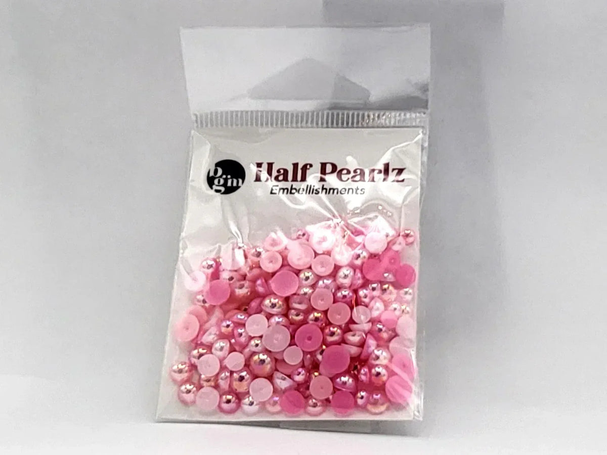 Buttons Galore AB Half Pearlz, Iridescent Flatback Pearl Embellishments - Choose Color
