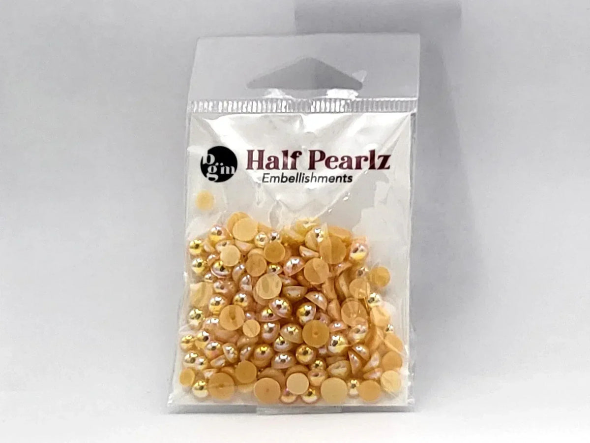 Buttons Galore AB Half Pearlz, Iridescent Flatback Pearl Embellishments - Choose Color