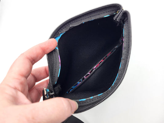 Neoprene Wristlet Pouch, Colorful Sunflower and Leopard print