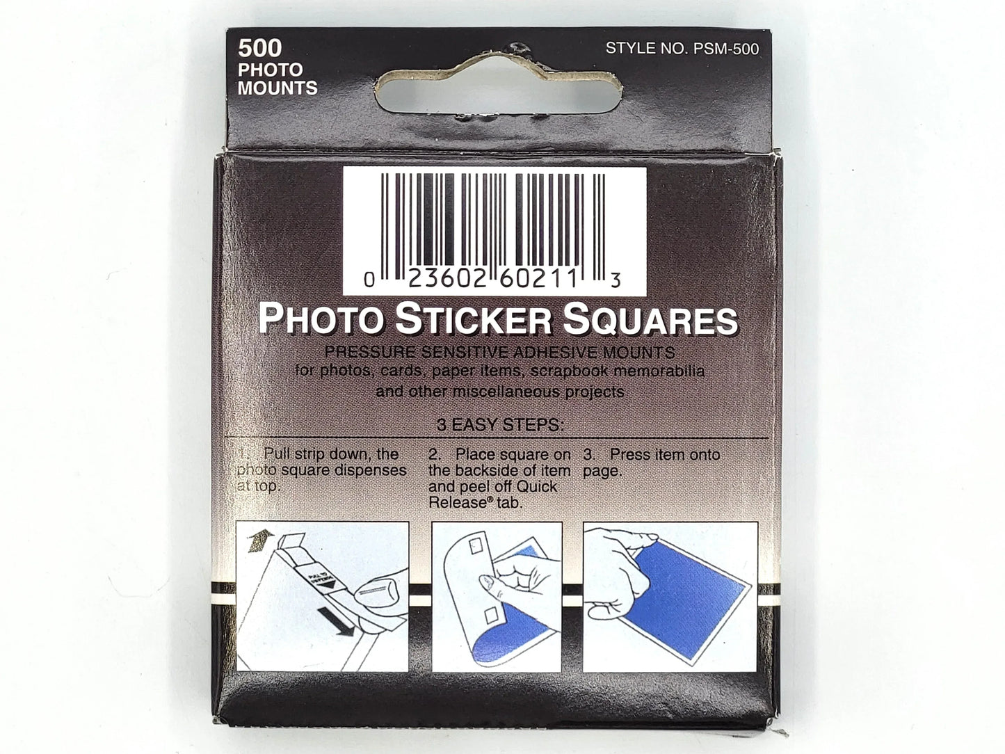 Self-Adhesive Photo Sticker Squares .5" 500 Photo Mounts, 2 boxes