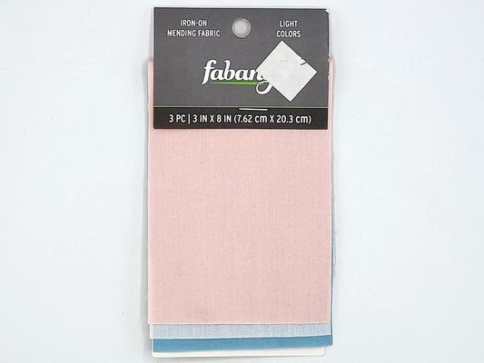 Set of 2 Iron-On Mending Fabric, 3pc 3"x8" Light colors - Fabany