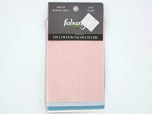 Set of 2 Iron-On Mending Fabric, 3pc 3"x8" Light colors - Fabany
