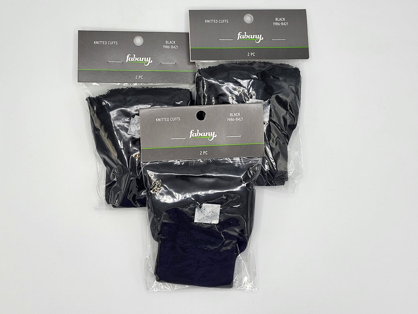 Black Knitted Cuffs, 2pc set of 3 packages, Fabany
