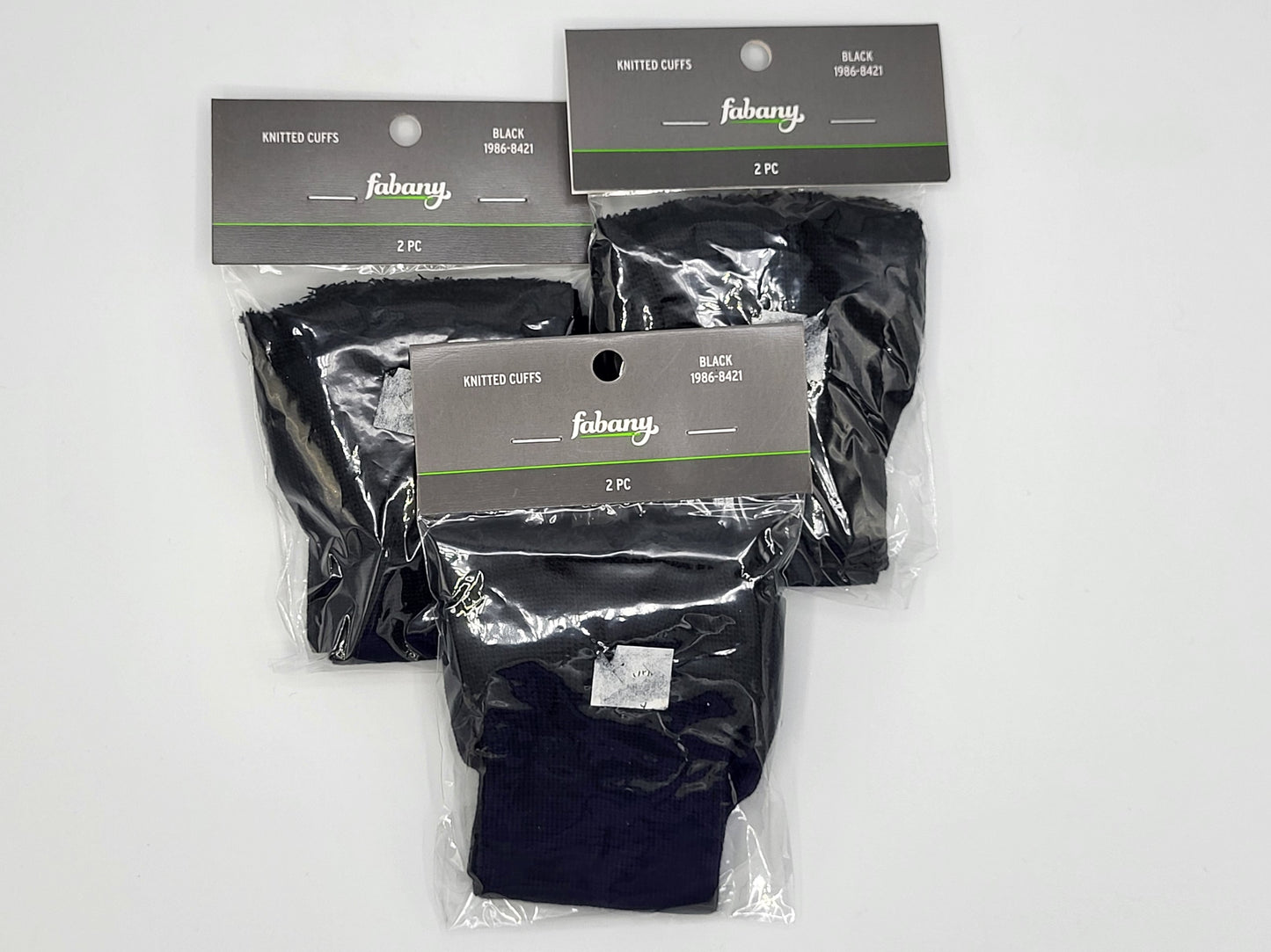 Black Knitted Cuffs, 2pc set of 3 packages, Fabany
