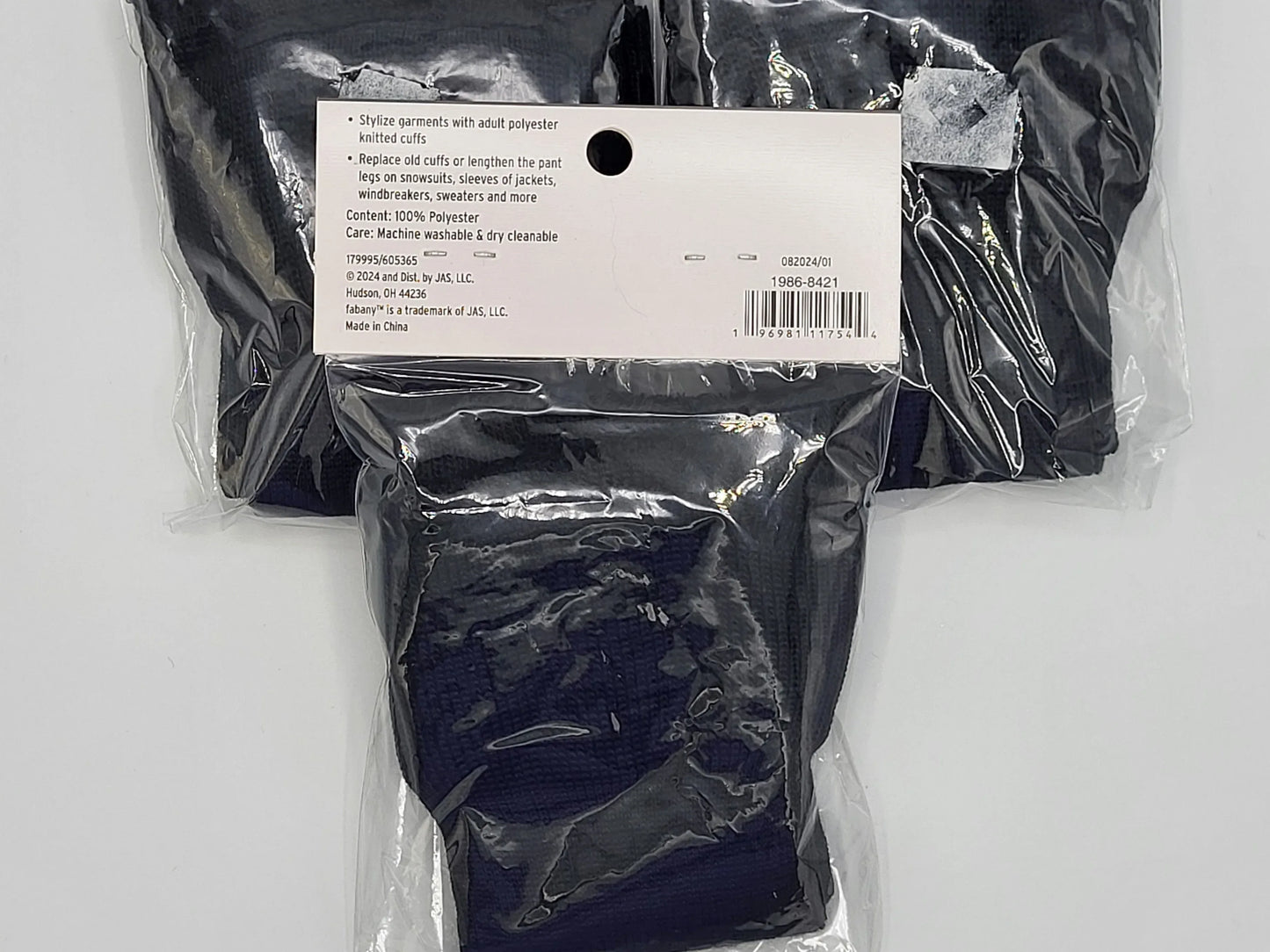 Black Knitted Cuffs, 2pc set of 3 packages, Fabany