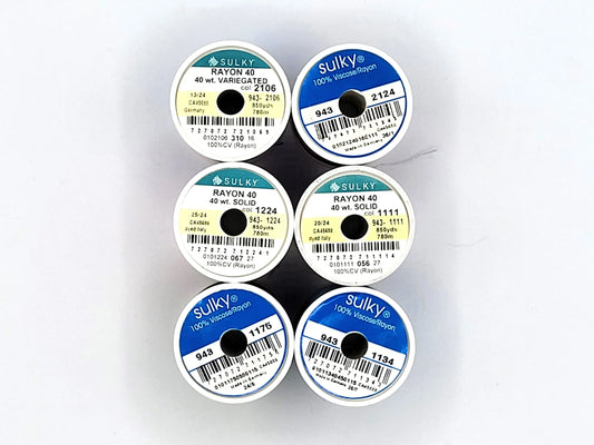 Sulky 40 wt Rayon Embroidery Thread, 6 spools mixed colors