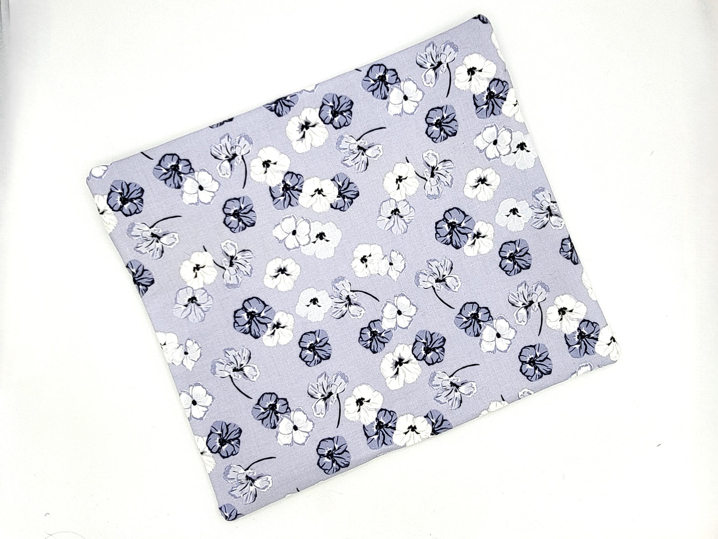 Periwinkle Blue Pansy Floral Print Project Bag for Cross Stitch, Embroidery, and Sewing Notions Storage | 13.75x12" medium