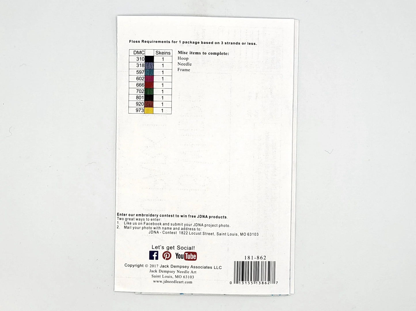 Jack Dempsey Sampler 11x14" - Happy Camper White - Embroidery project on white fabric