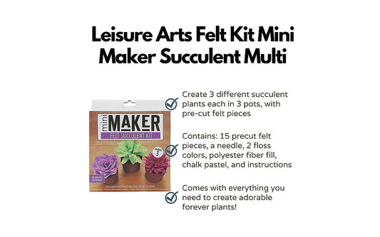 Felt Multi-color Succulent craft kit, Mini Maker, Leisure Arts