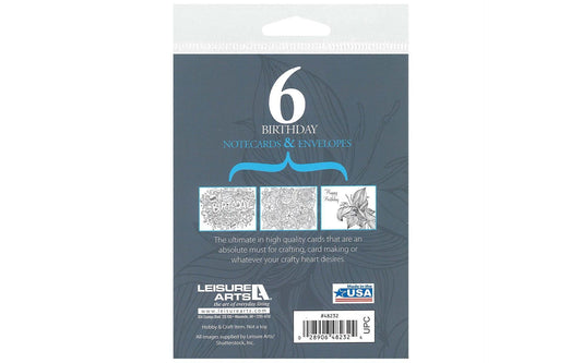 Birthday Coloring Cards for Adults - 6 Premium Cards & Envelopes