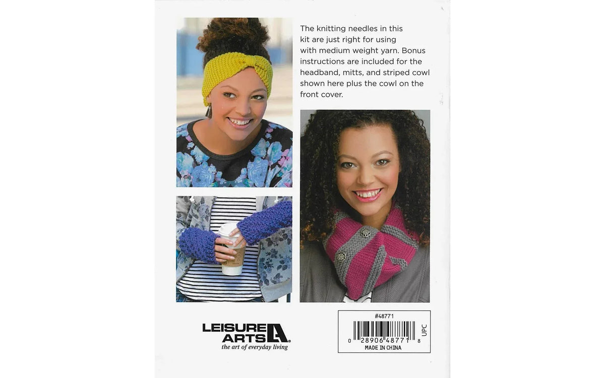 Knit Kit - Learn To Knit Softcover Book - includes Knitting Needles in box