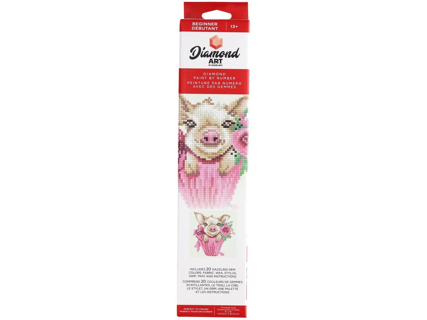 Diamond Art Kit 8x8" Beginner Pig