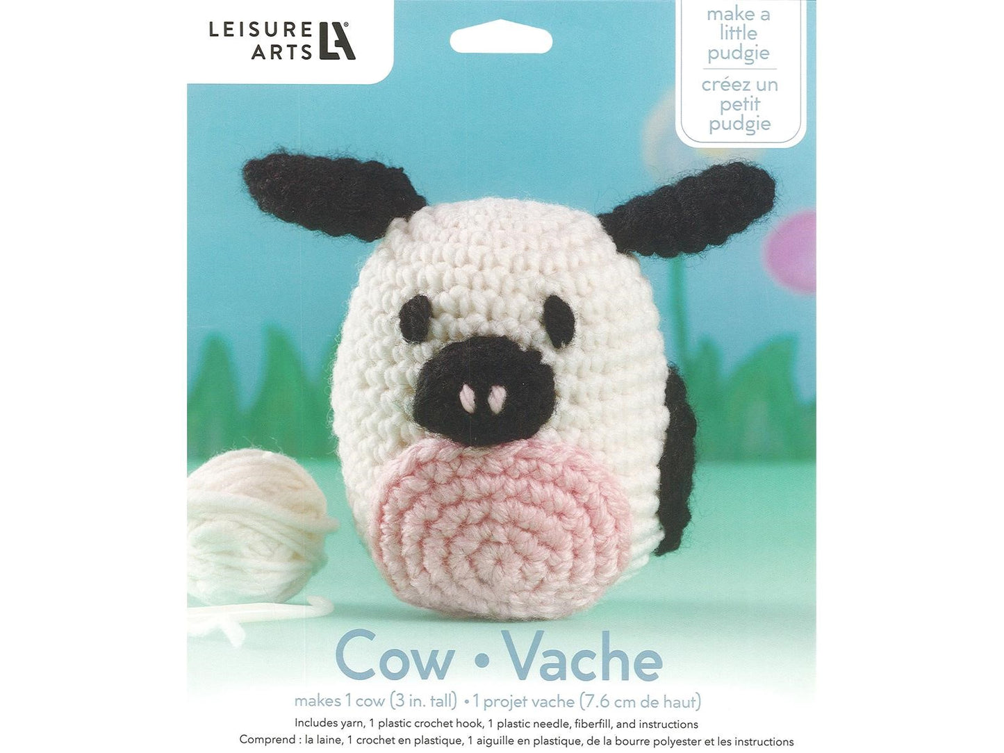 Cassie Cow Pudgies, DIY Crochet Kit for beginners, Amigurumi animals, Leisure Arts