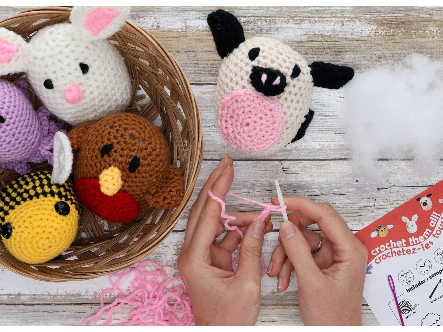 Cassie Cow Pudgies, DIY Crochet Kit for beginners, Amigurumi animals, Leisure Arts