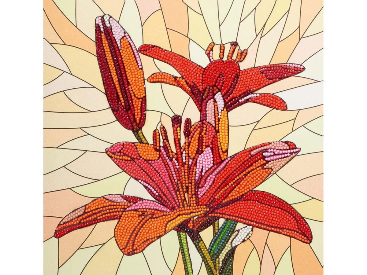 Diamond Art Kit Intermediate 12x12" - Stained Glass Lily
