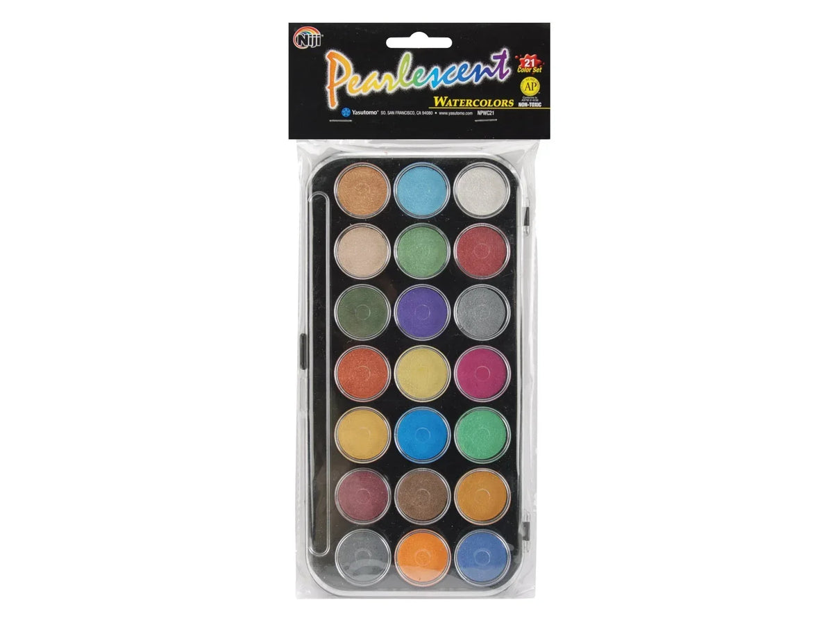 Yasutomo Pearlescent Watercolor Paint Cakes, 21 Colors