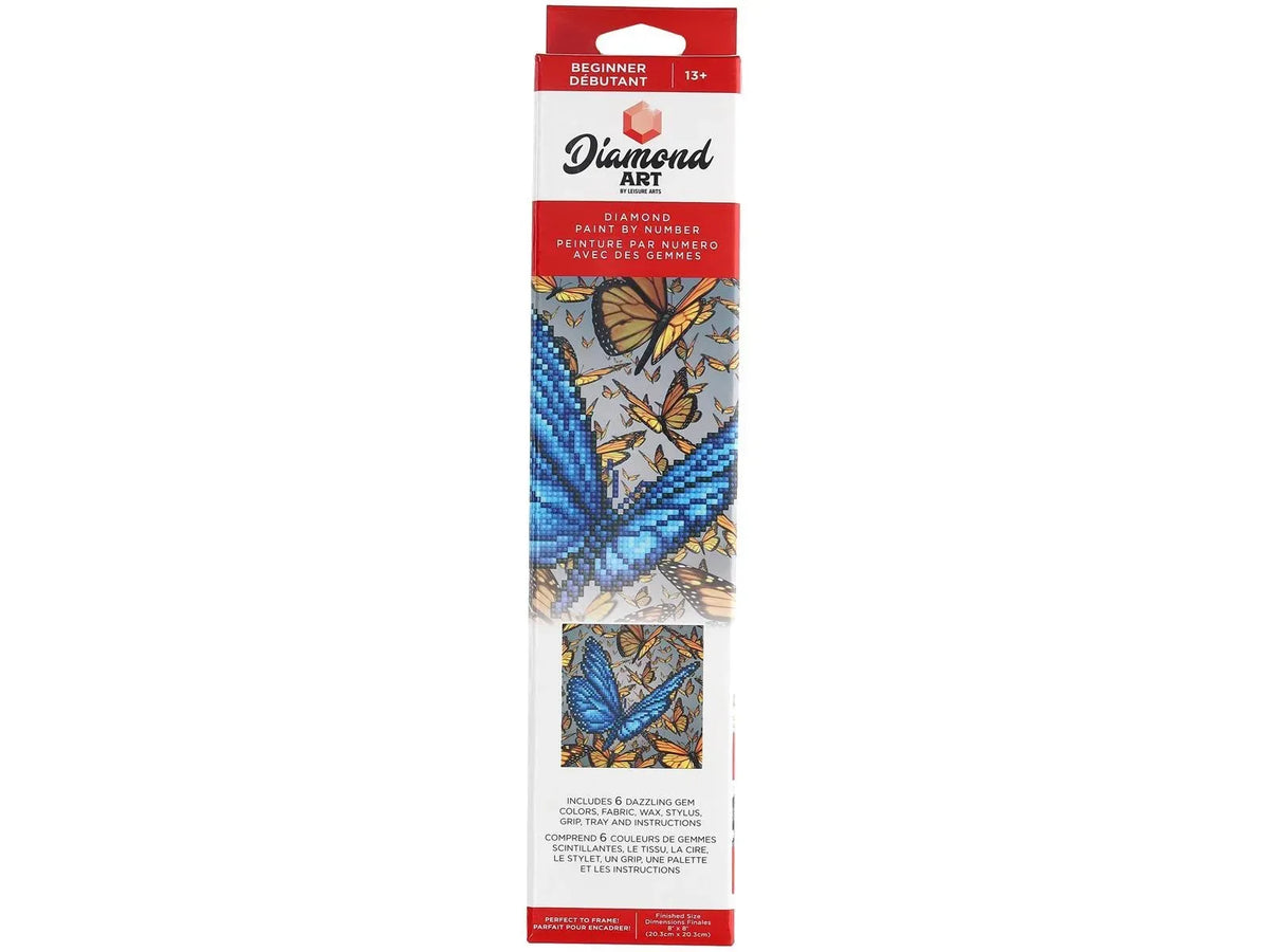 Diamond Art Kit 8x8" Beginner Blue Butterfly