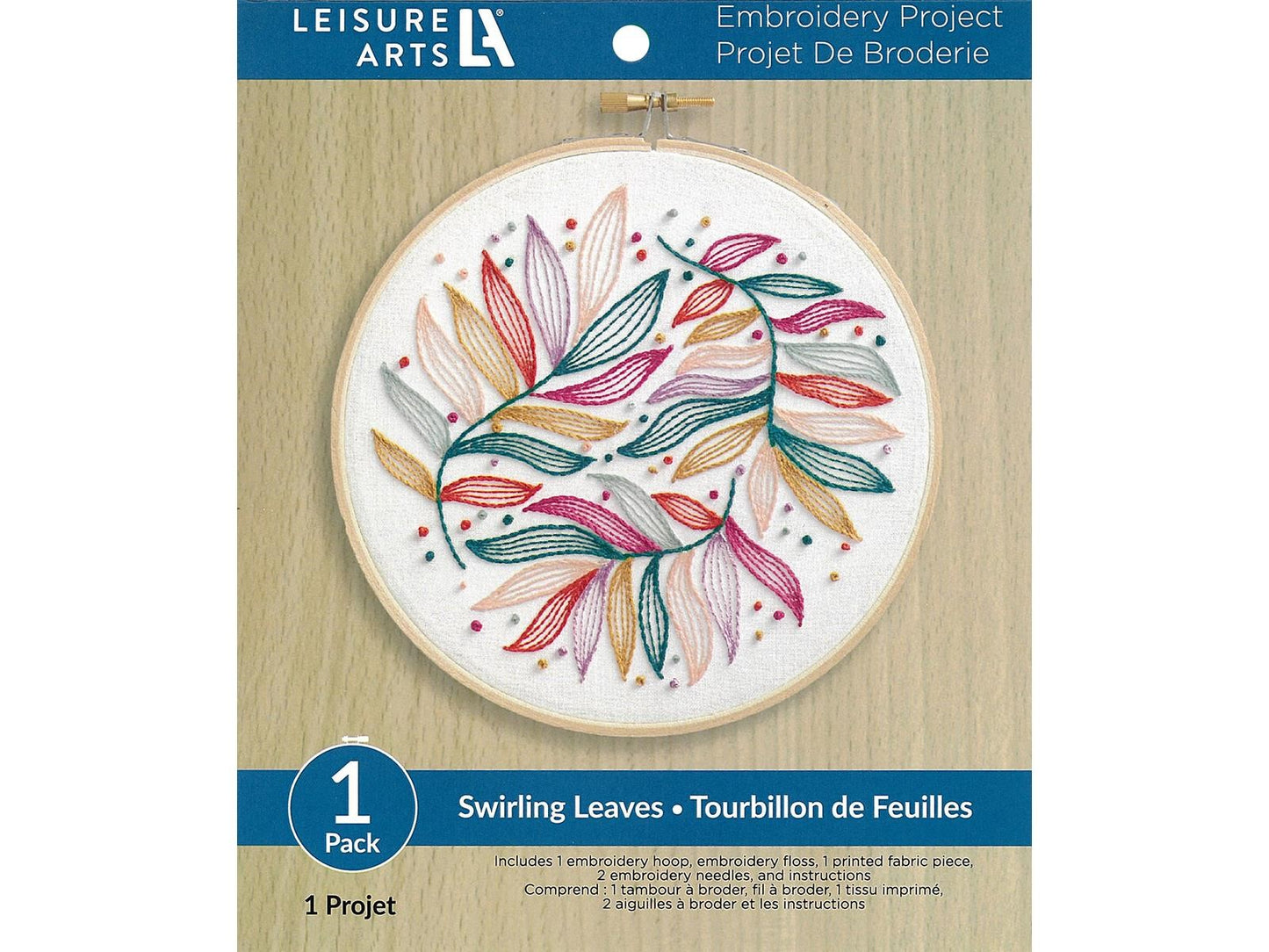 Stamped Embroidery Kit 6" - Swirling Leaves - Leisure Arts