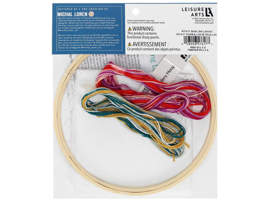 Stamped Embroidery Kit 6" - Swirling Leaves - Leisure Arts