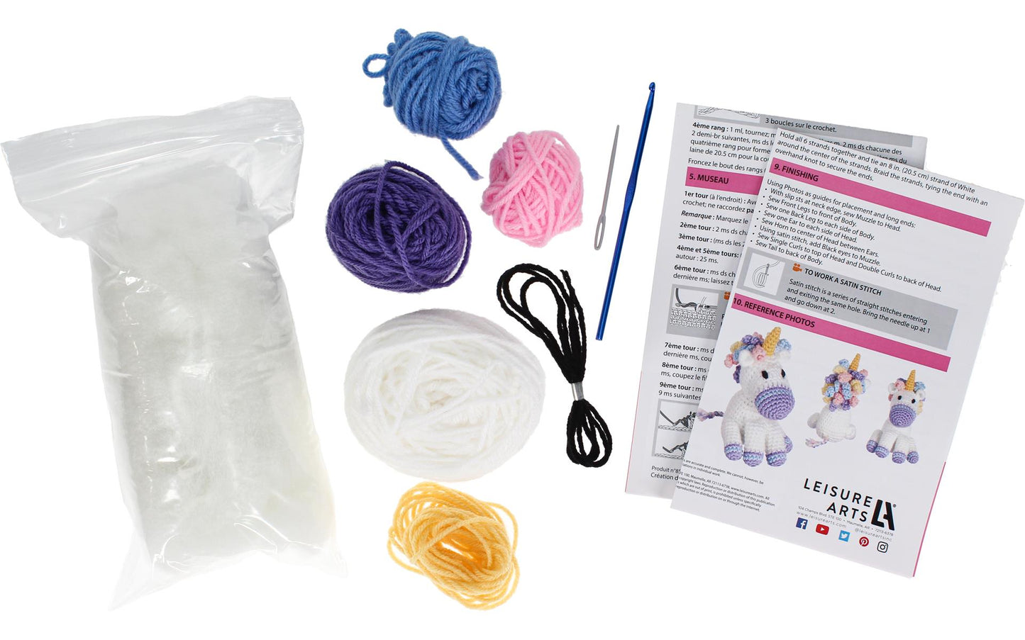 Unicorn Crochet Kit for beginners, Amigurumi animals, Leisure Arts
