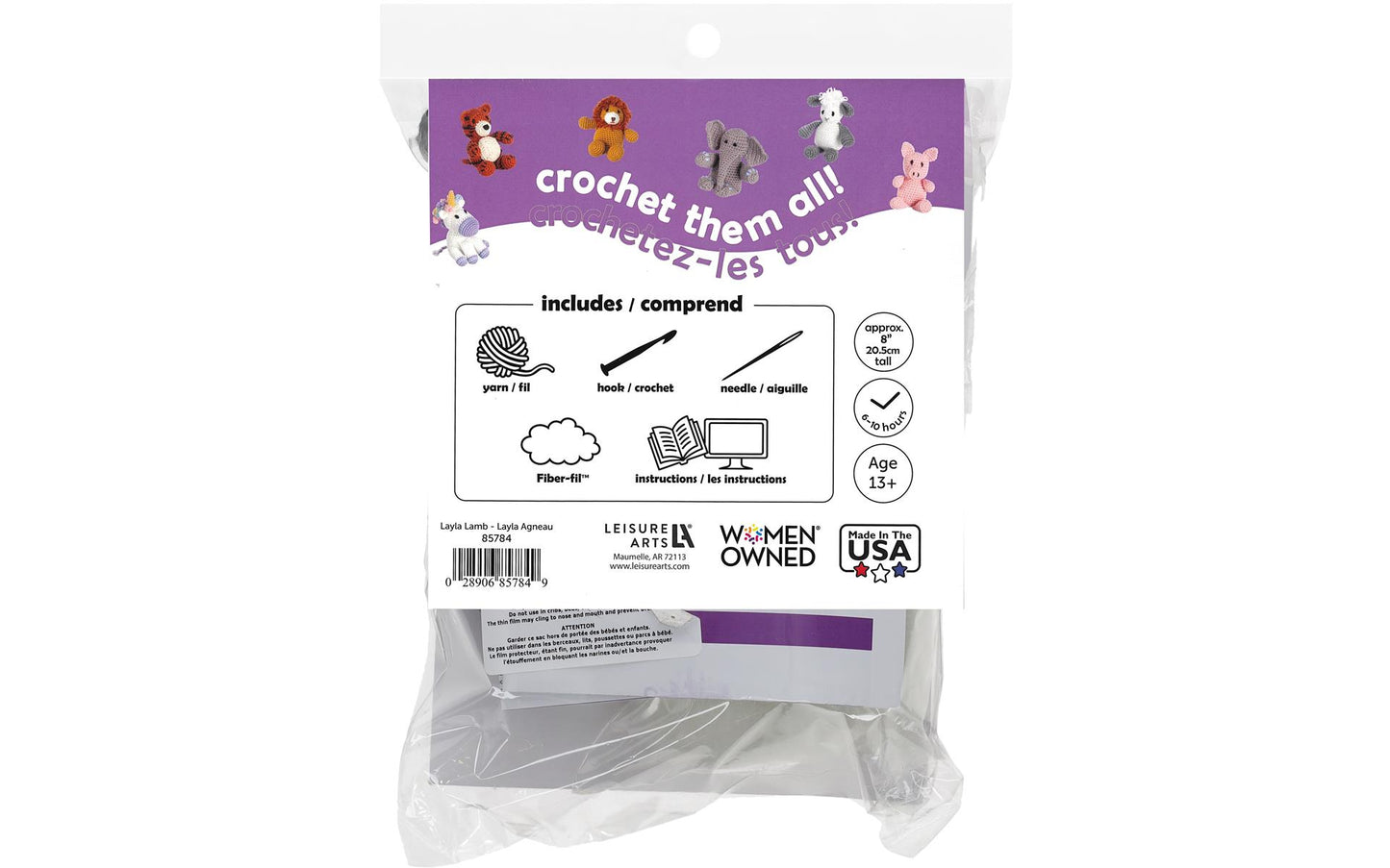 Lamb Crochet Kit for beginners, Amigurumi animals, Leisure Arts