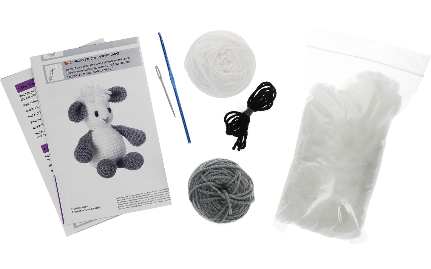 Lamb Crochet Kit for beginners, Amigurumi animals, Leisure Arts