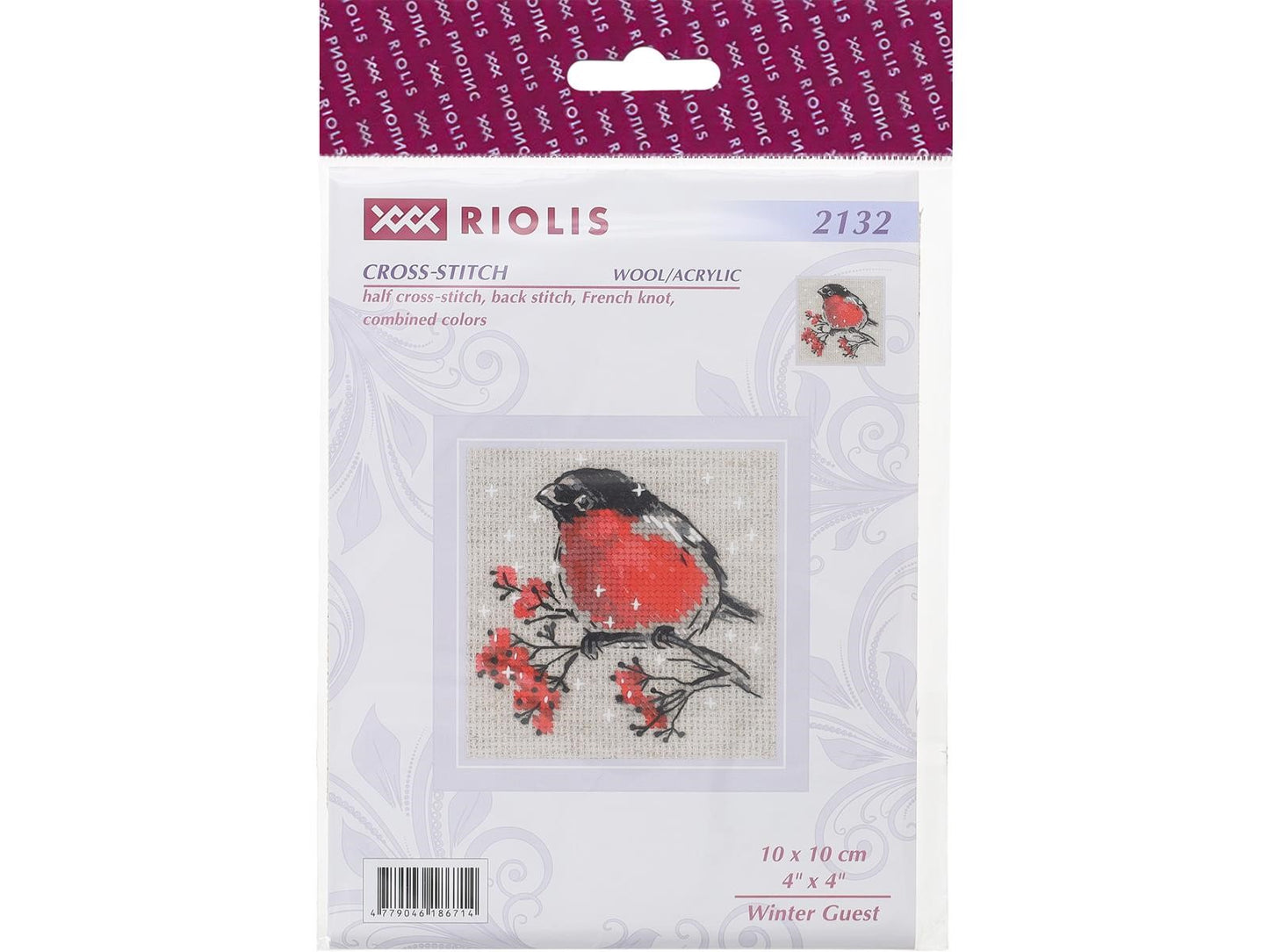 Riolis Cross Stitch Kit 4" x 4", 14ct, Winter Guest