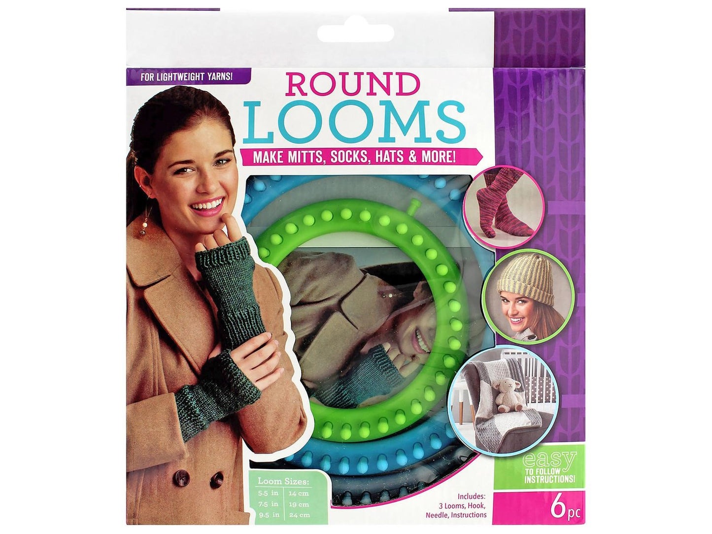 Leisure Arts Loom Circular Set Fine With Hook - 6pc set