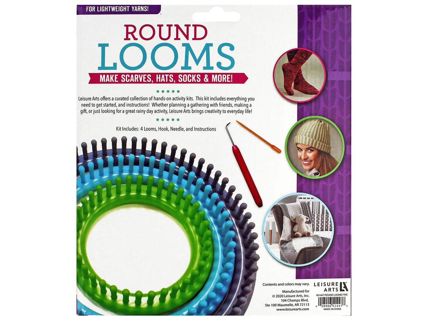 Leisure Arts Loom Circular Set Fine With Hook - 6pc set