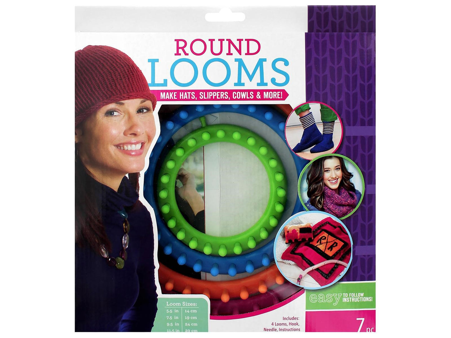 Leisure Arts Round Looms With Hook - 7pc set