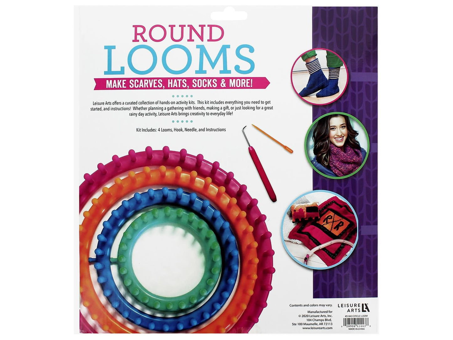 Leisure Arts Round Looms With Hook - 7pc set